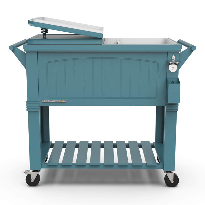 Permasteel - Glacière de patio avec cloison 80QT, Sarcelle