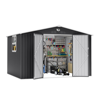 10 ft. W x 8 ft. D Metal Storage Tool Shed, Outdoor Shed with Window & Air Vents