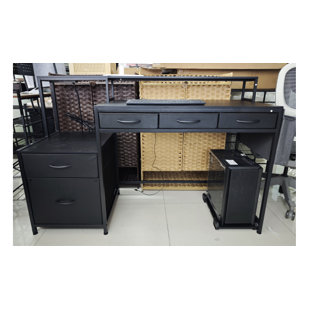 Bureau de jeu de 61 pouces avec tiroirs-classeurs et station de charge REAHome, fibre de carbone blanc