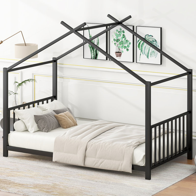 House Platform Bed, Black
