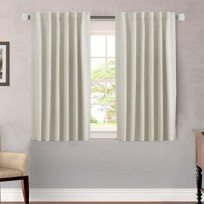 H.VERSAILTEX Light Reducing Curtains Thermal Insulated Window Treatment Panels Room Darkening Privacy Assured Drapes For Living Room Back Tab/Rod Pocket Bedroom Drapes 2 Panels, Ivory - 52 X 45 Inch