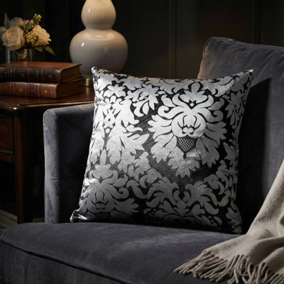 Damask Velvet Reversible Throw Pillow