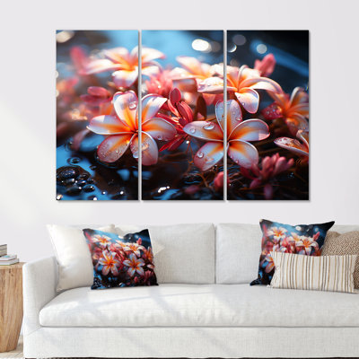 Plumeria tropical tropical coloré II - ensemble d'art mural Plumeria
