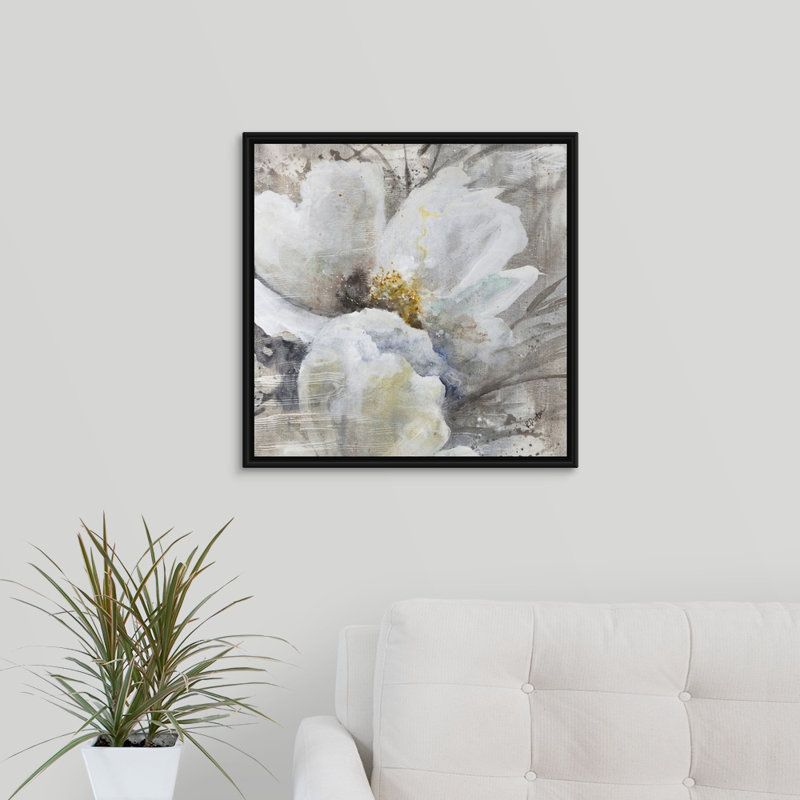 « allegretto iii », peinture sur toile, H 21,7 po x l 21,7 po x P 1,75 po, Cadre flottant noir