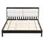 Structure de lit plateforme en bois massif avec tête de lit tapissier en velours beige-1880483881-1880483882