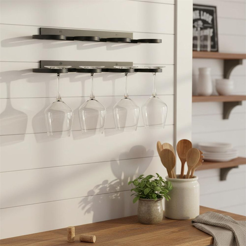 Wall Mounted Wine Glass Rack Black