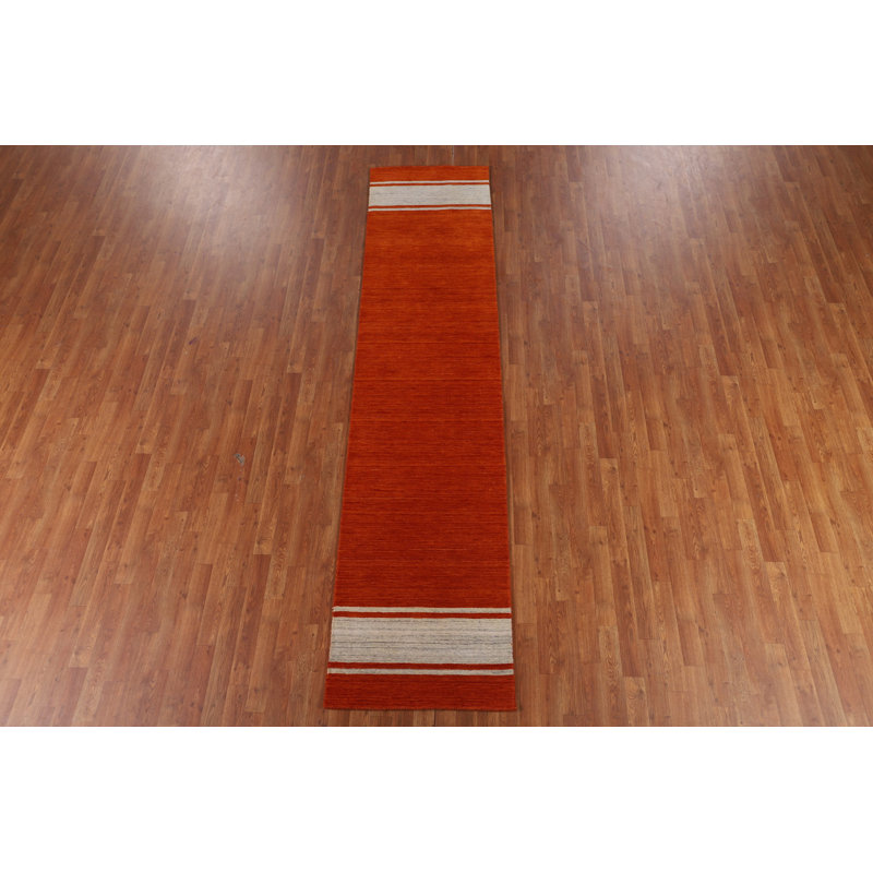 Orange Gabbeh Oriental Runner Rug 3x11