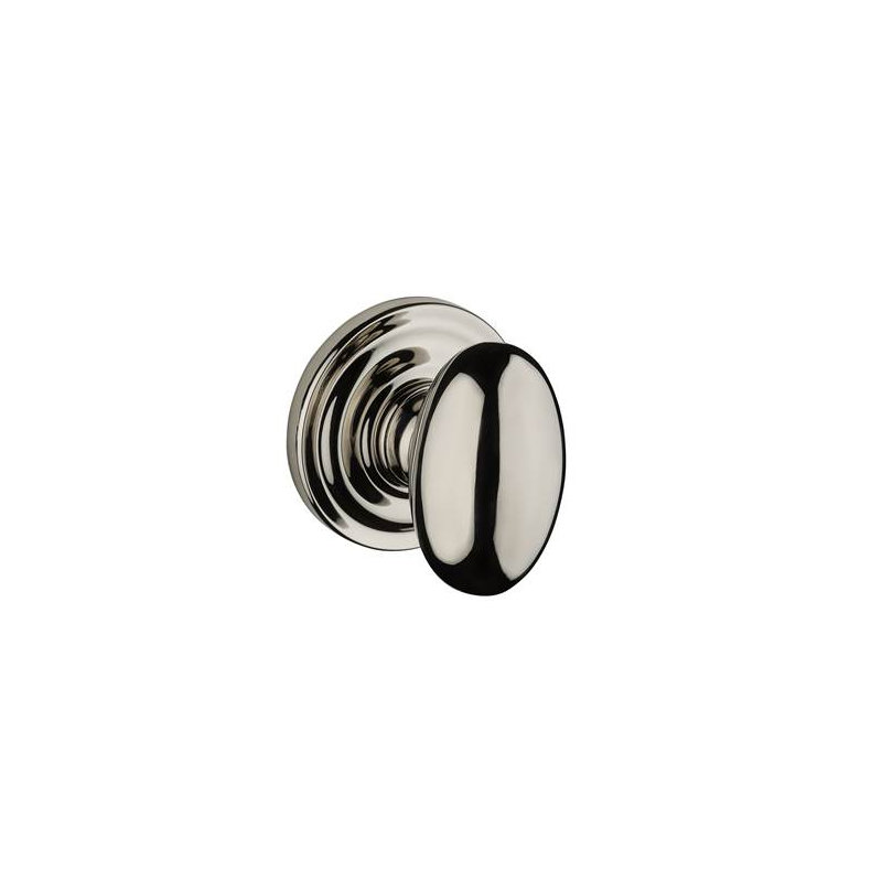 Double Dummy Door Knob with Traditional Round Rose, Polished Nickel