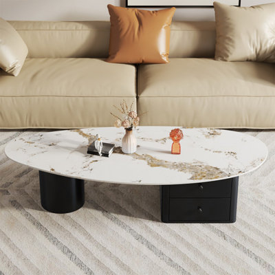 Simple irregular oval rock plate coffee table