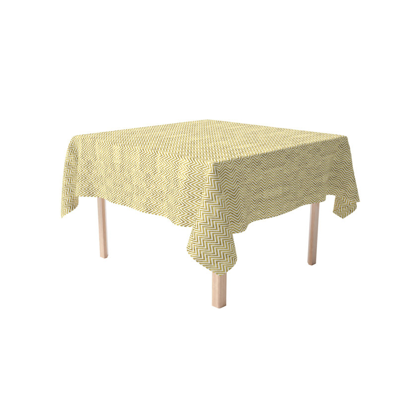 Fabric Textile Products, Inc. Square Tablecloth, 100% Cotton, 60X60", Golden Chevron