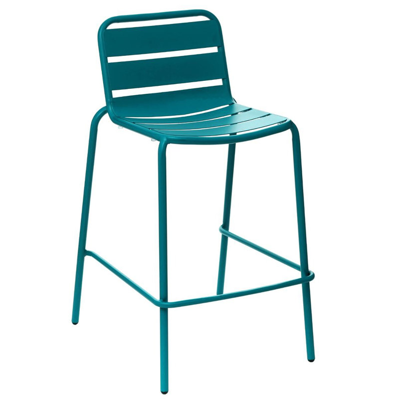 Shippensburg Counter Stool with Metal Frame, Peacock Blue