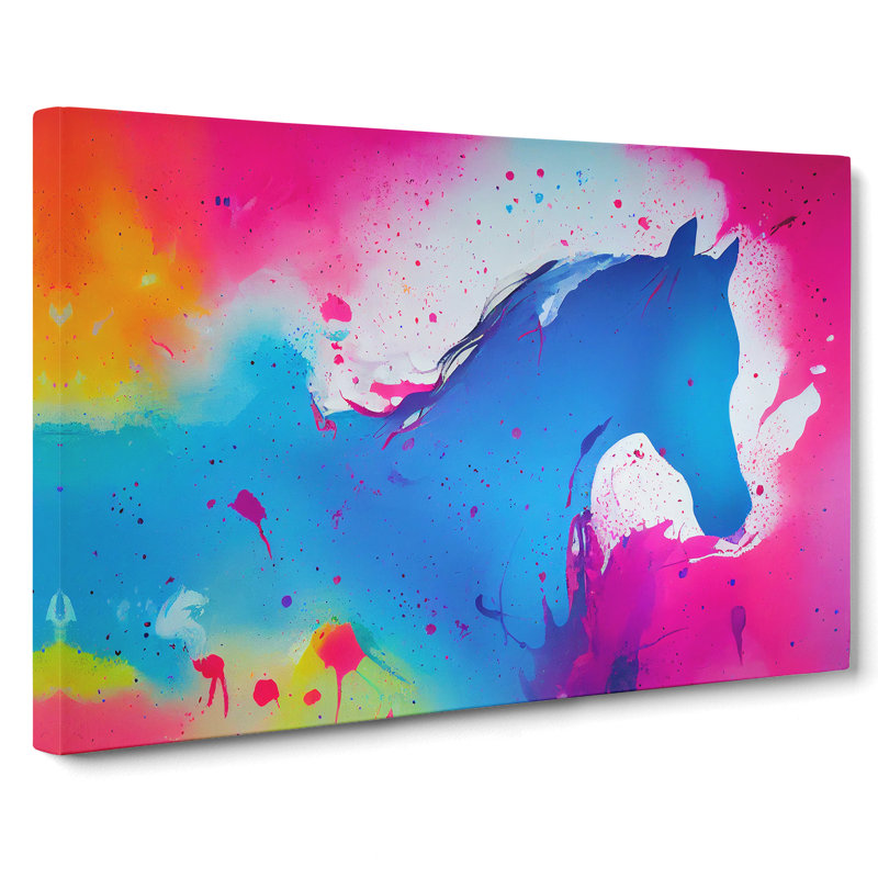 Horse Paint Splatter Abstract - Wrapped Canvas, 35cm H x 50cm W x 3cm D