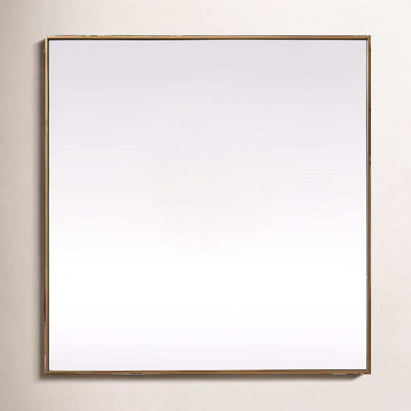 Valparaiso Metal Square Wall Mirror, 42"  x 42" , Brass