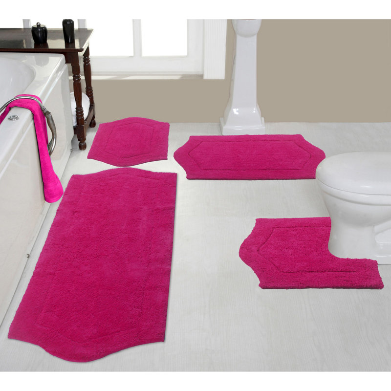 Ensemble de tapis pour salle de bain 4 pièces Morissette, Rose millennial