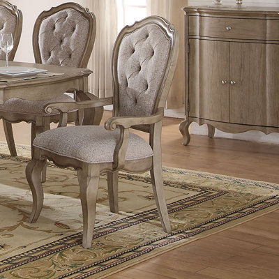 Chaise avec accoudoirs en tissu d’ameublement antique taupe/beige Chelmsford