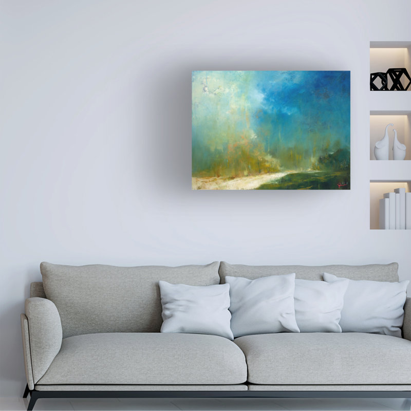 «The Path» par Patrick Dennis - peinture sur toile tendue, H 14 po x l 19 po x P 2 po