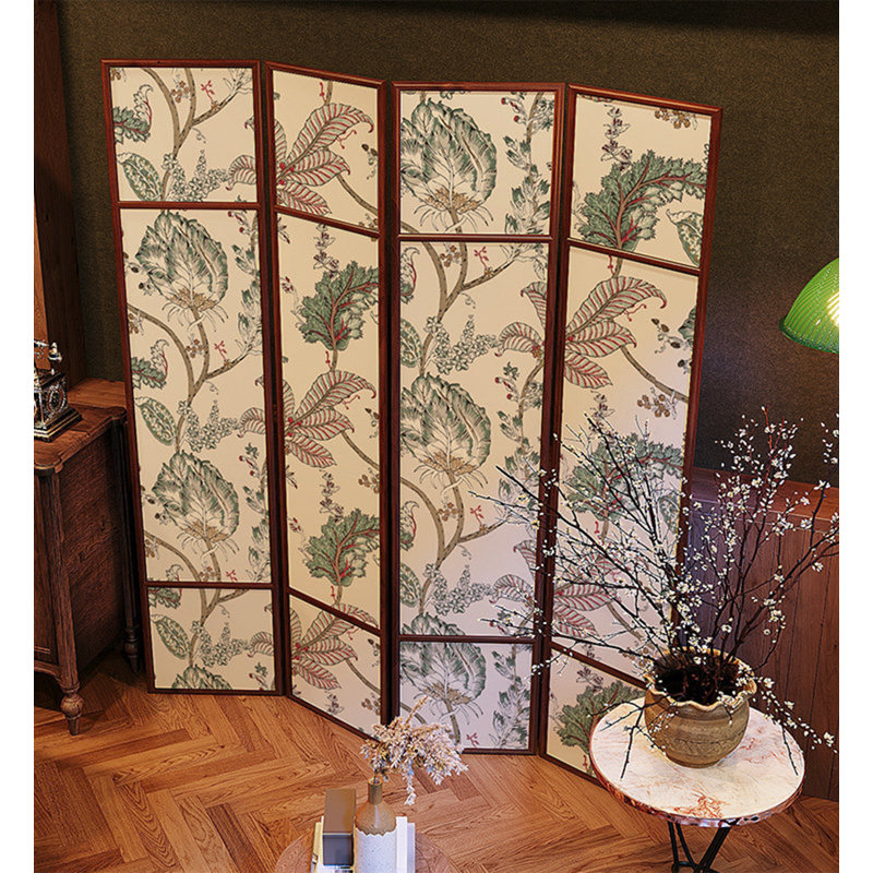 Paravent de chambre à coucher en bois massif français de style antique français, Brown/Beige/Green