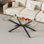 Table basse de 39,37 po rectangulaire en verre trempé transparent, design élégant avec pieds en métal noir, table basse pour le salon