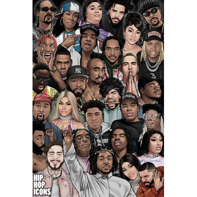  Officiellement sous licence Hip Hop Icônes 24 x 36 pouces affiche d'art - reproduction décorative - papier affiche - prêt à encadrer