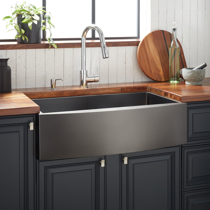 Atlas 36" L Farmhouse / Apron Kitchen Sink, Gunmetal Black