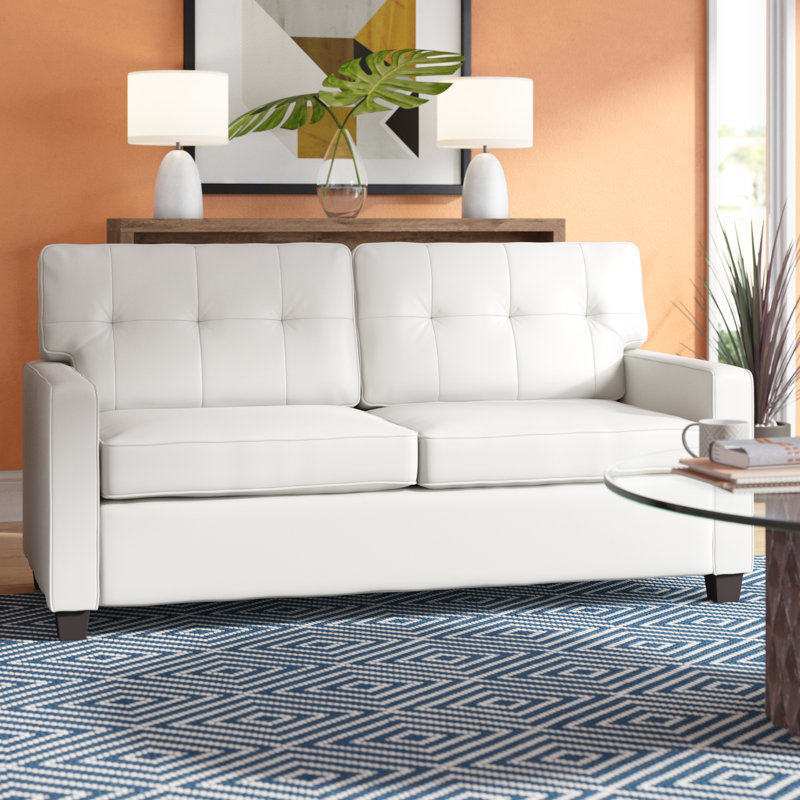 72'' Faux Leather Sofa, White