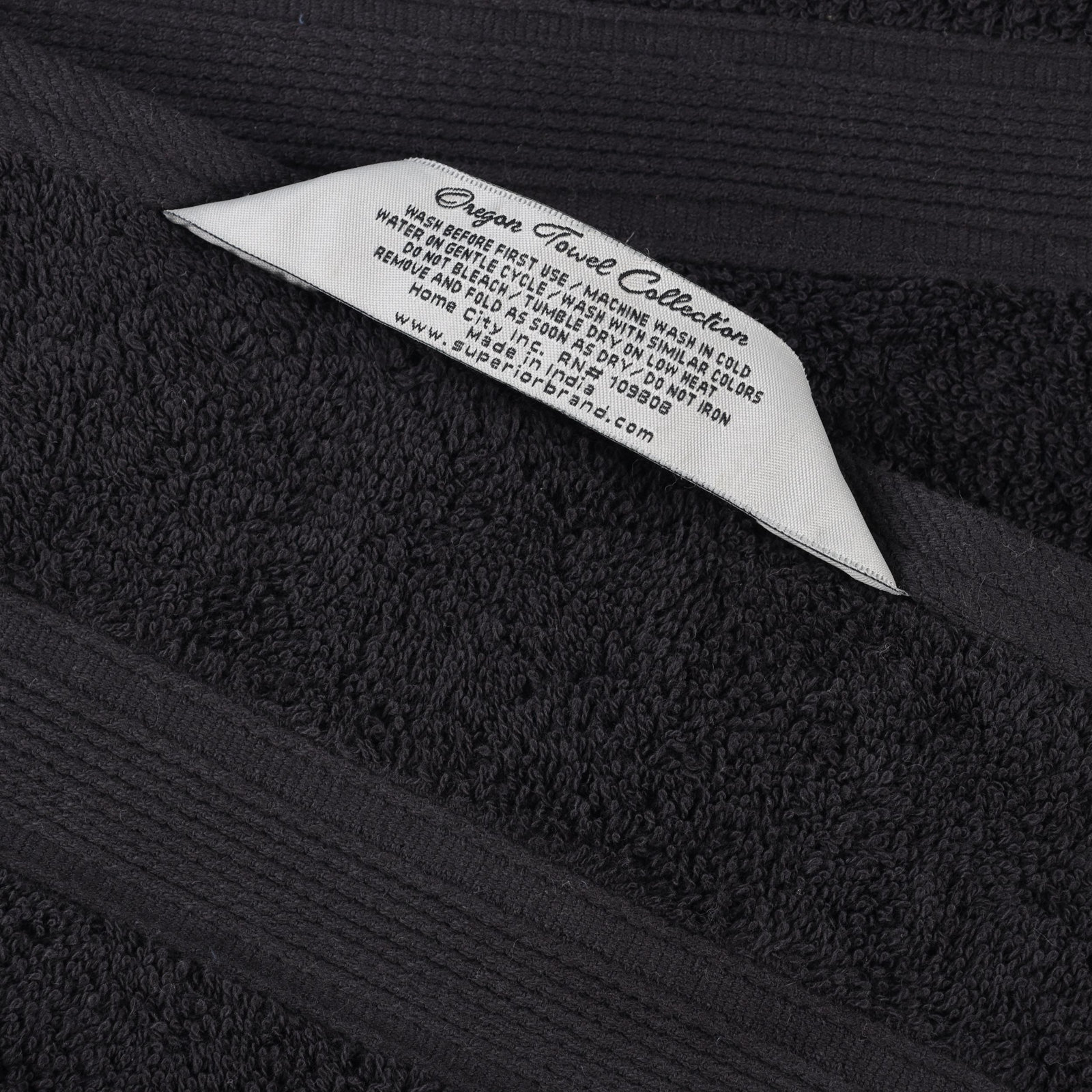 Lyndon Organic Cotton Medium Weight Towel Set, Black, 9 Piece Set