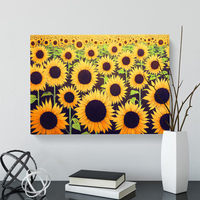 Contemporary Sunflower Field - Wrapped Canvas