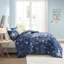 Ensemble de literie pour édredon Celestial - Grand médaillon floral bleu marine
