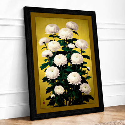 White Chrysanthemums Botanical 1 Piece Single Picture Frame Wall Art