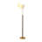 Medieval-style metal and fabric wooden floor lamp