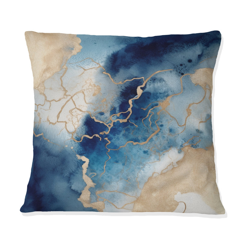 Coussin bleu et doré Marble Clouds - Fractals