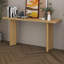 Élégante console avec plateau en placage de pin et pieds géométriques, table d'entrée en bois aggloméré moderne pour le salon, le bureau et la salle à manger-828874193