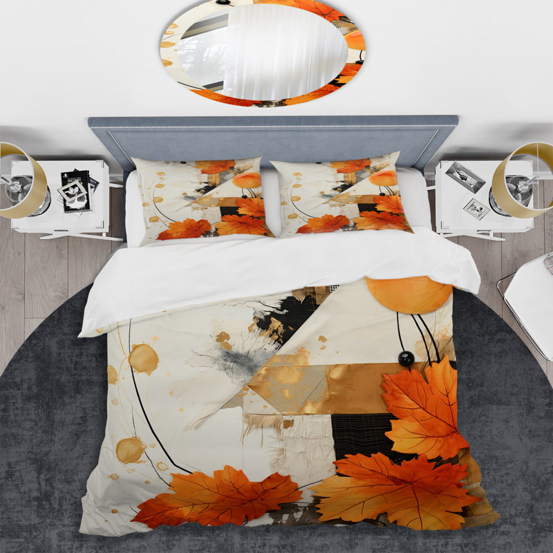 Ensemble de housse de couette Orange Floral Twilight Dream Abstract Collages I - Abstract Collages