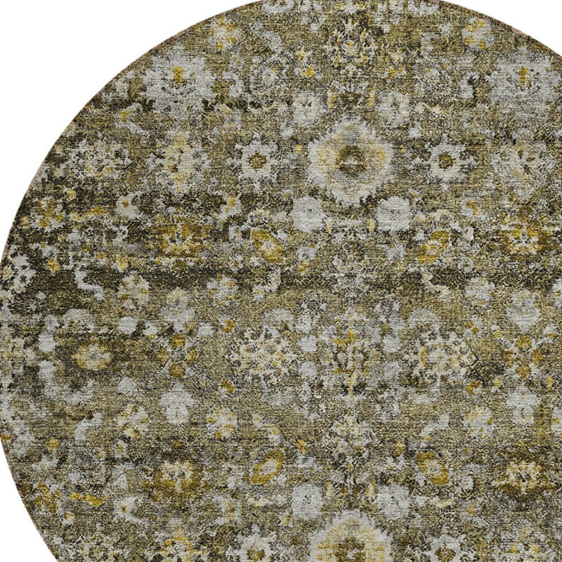 Tapis rond 8 po brun et beige