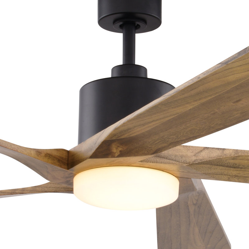 Darvis 60 in. Black Indoor Outdoor Rod Mount Contemporary Ceiling Fan with Dimmable Integrated LED Light Kit and Remote Control Included, 6 Speeds, Energy Efficient DC Motor