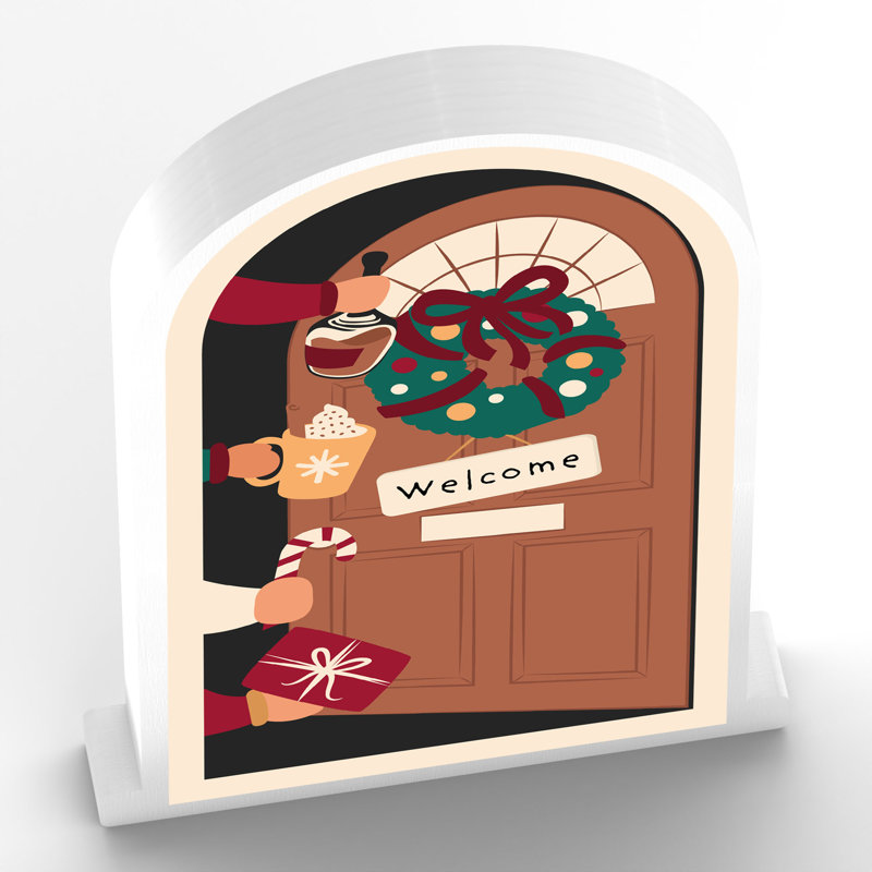 Xmas Welcome Gonk Festive Wooden Doorway
