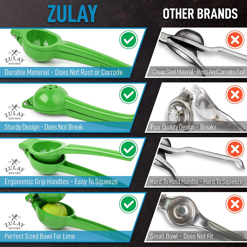ulay Premium Quality Metal Lime Squeezer, Citrus Juicer, Manual Press for Extracting the Most Juice Possible - Lime Juicer