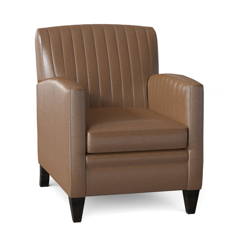 Barnabus Leather Club Chair, Outsider Raven Genuine Leather, Cobblestone