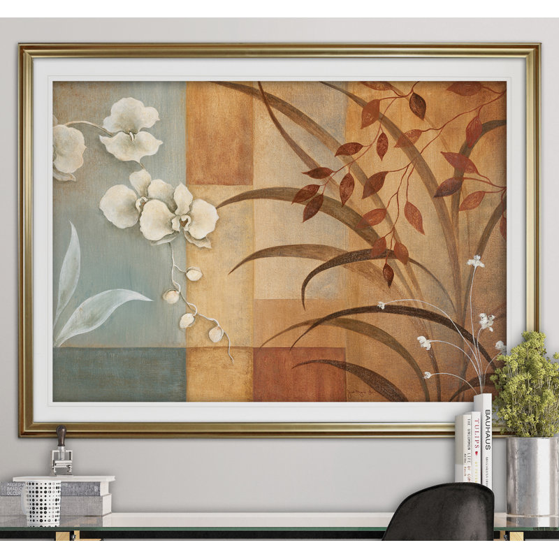 « orchidée élégance ii », reproduction de peinture à l’acrylique encadrée, Or, H 30 po x l 40 po x P 1,5 po