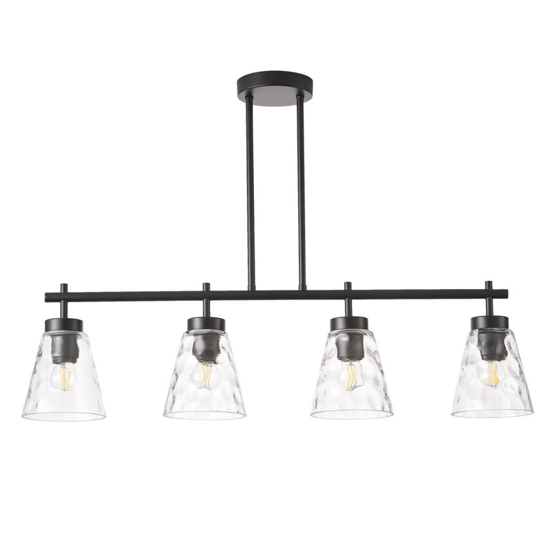 Luminaire suspendu industriel en verre 4 lumières à intensité variable en fer