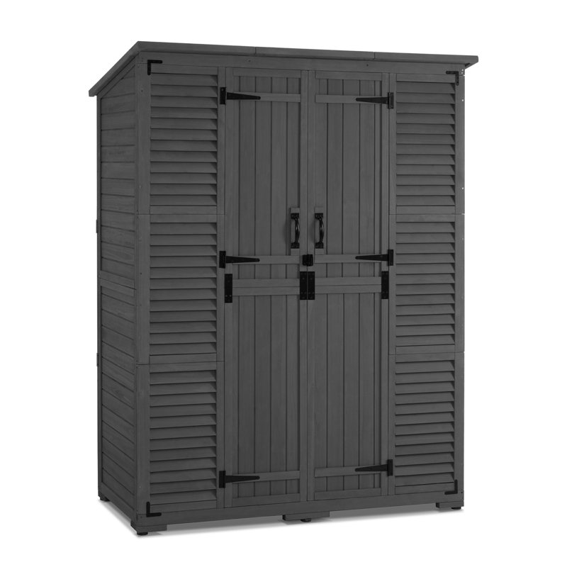 5 ft. W x 2 ft. D Outdoor Storage Shed with Double Lockable Doors and Waterproof Asphalt Roof, Gray