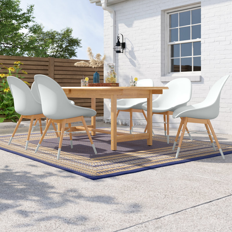 Anautica 6 - Person Wood Patio Dining Set with Oval Table