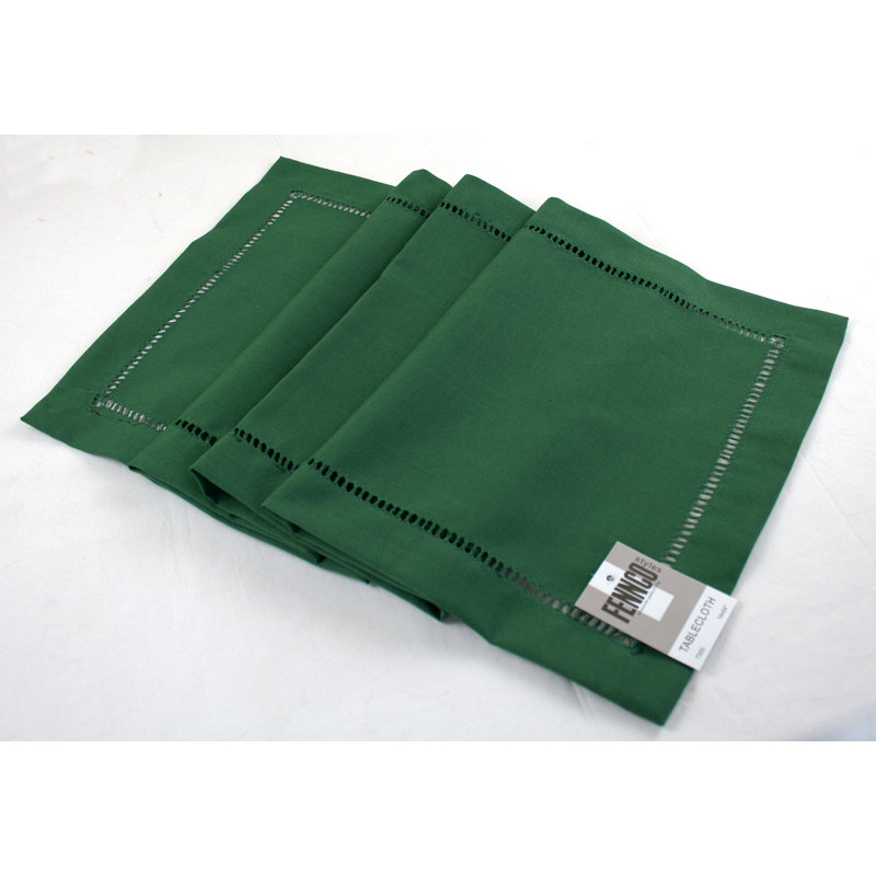 Emerald Classic Solid Colour Hemstitched Border Dinner Table Runner, 120" x 14"