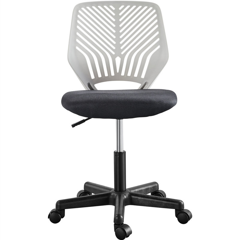 color Mid-Back Armless Mesh Padded Swivel Task Office Chair, Grey/Black