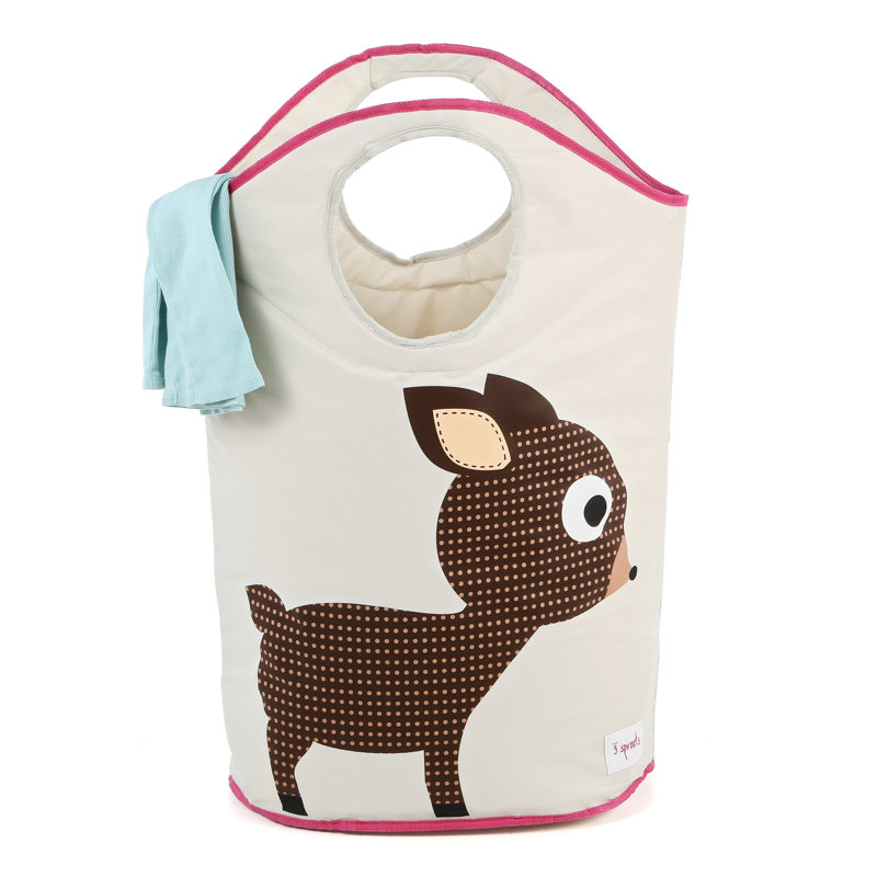 3 Sprouts - Baby Laundry Hamper - Storage Basket Organizer Bin for Nursery - Deer