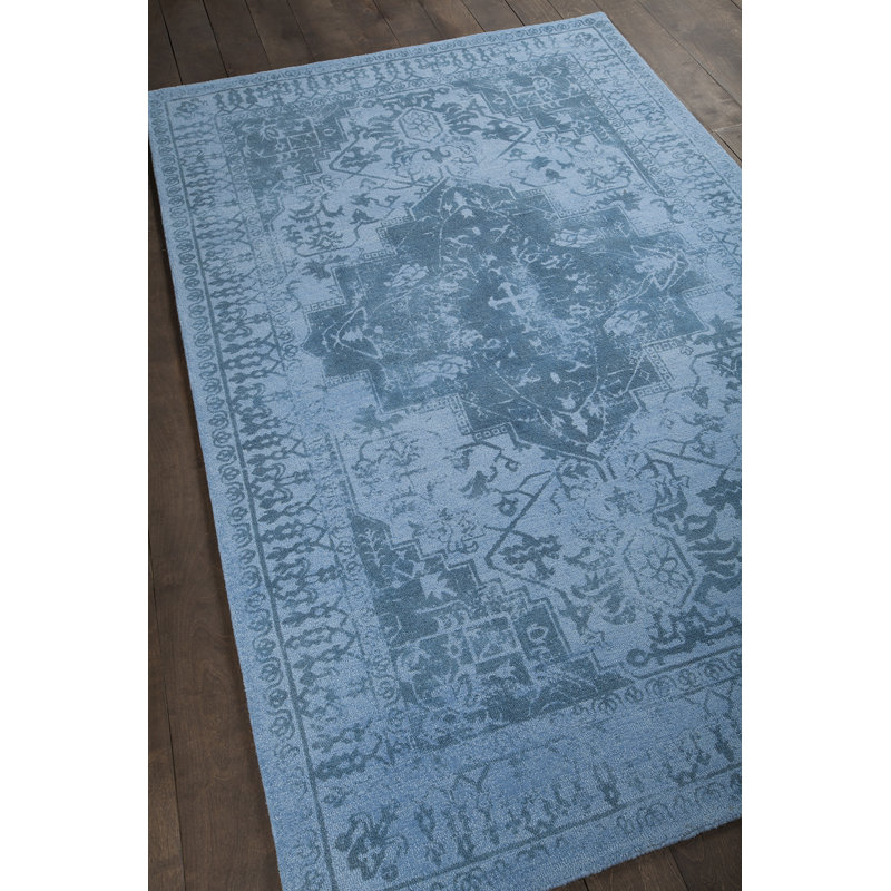 Tapis bleu touffeté à la main Kelsey, 7 pi 9 po X 10 pi 6 po