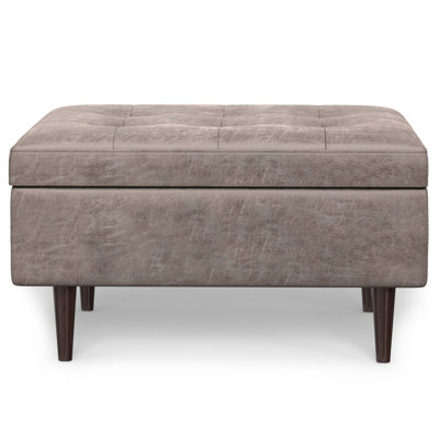 Shay 34"W Upholstered Coffee Table Storage Ottoman with Lift Top and Tufted Detailing