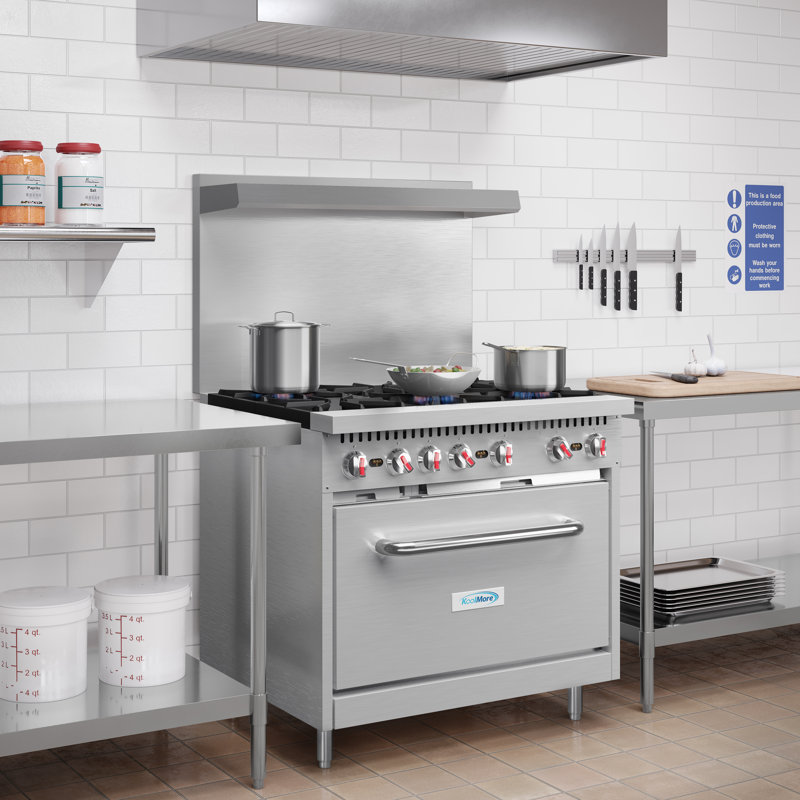 KoolMore 36'' Stainless Steel Commercial Convection Oven with 6 Burners