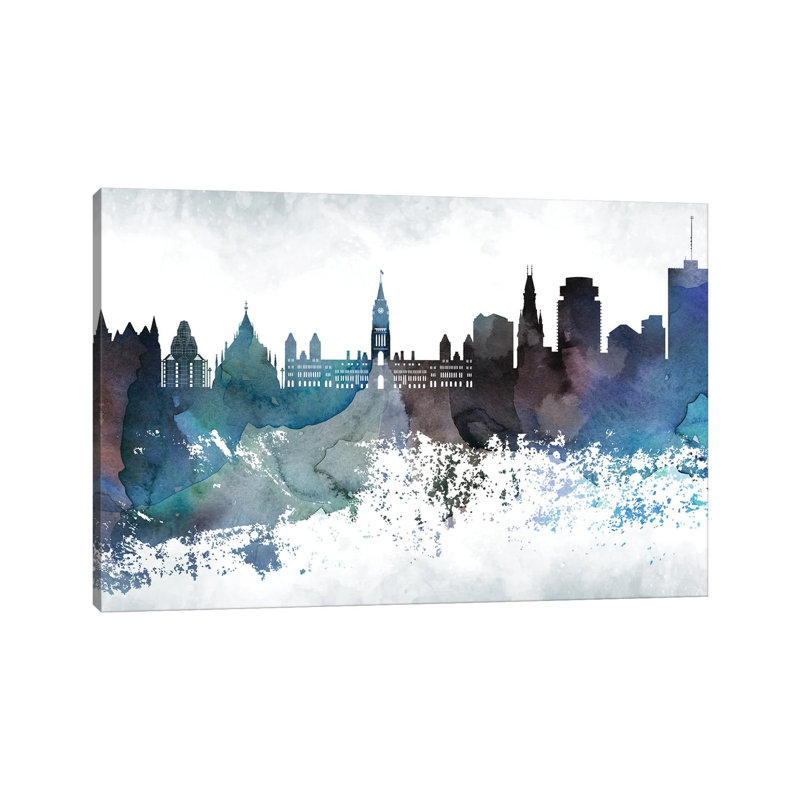 «Ottawa Bluish Skyline» par Walldecoraddict - Toile tendue avec châssis, estampe numérique sur toile tendue