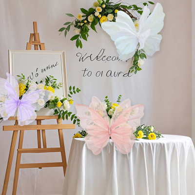 3 papillons artificiels géants, grand papillon soyeux de 18,9 pouces pour la décoration de mariage, bricolage de faux papillons décoratifs, accessoires de photographie de papillons réalistes